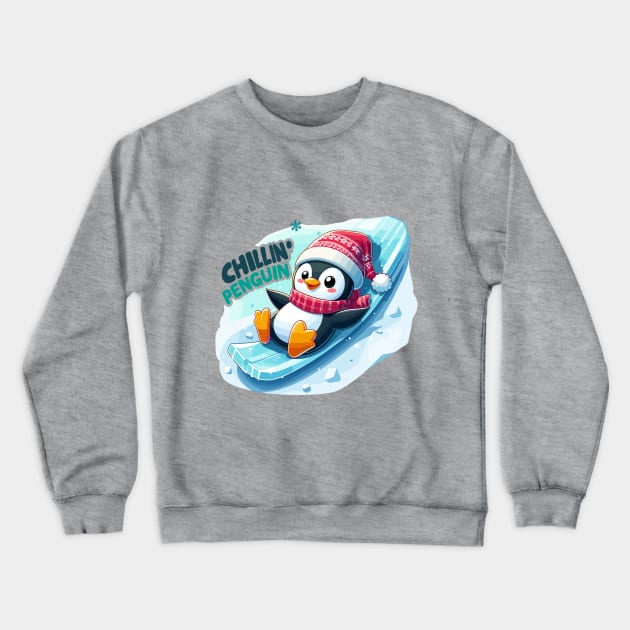 Chillin' Penguin: Slide into Cuteness Crewneck Sweatshirt by SimplyIdeas